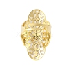 304 Stainless Steel Hollow Oval with Flower Adjustable Rings for Women RJEW-Z045-03G-02-2