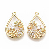 Brass Micro Pave Clear Cubic Zirconia Peg Bails Pendants KK-T051-09G-NF-1