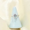 Rhodium Plated 925 Sterling Silver Moissanite Adjustable Rings for Women RJEW-U038-02P-1