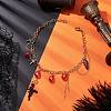 Teardrop Glass & Cross Alloy Pendant Necklaces NJEW-JN04962-2