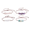 4Pcs 4 Style Chips Natural Mixed Beaded Bracelets Set with Brass Beads BJEW-JB07987-01-1