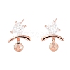 925 Sterling Silver with Cubic Zirconia Stud Earring Findings EJEW-B038-19RG-1