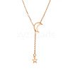 Alloy Cable Chain Moon & Star Lariat Necklaces for Women WG67D60-01-1