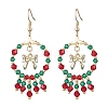 2 Pairs 2 Colors Christmas Themed Handmade Glass Seed Beads Dangle Earrings EJEW-MZ00488-3