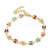 Butterfly Brass Link Bracelets for Woman BJEW-S157-03G-4