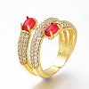 Brass Micro Pave Cubic Zirconia Cuff Open Rings RJEW-N031-19B-G-3