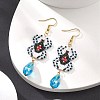 Seed Beaded Spider with Teardrop Dangle Earrings EJEW-MZ00078-3