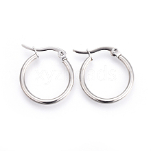 201 Stainless Steel Huggie Hoop Earrings with 304 Stainless Steel Pins EJEW-YW0001-07-P