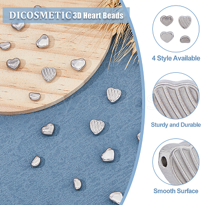 24Pcs 4 Style 304 Stainless Steel Beads STAS-DC0014-50-1