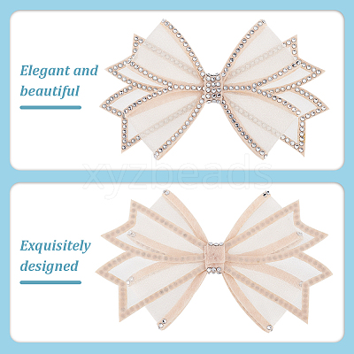 2Pcs Bowknot Polyester Rhinestone Shoe Decorations FIND-GO0002-35-1