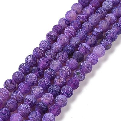Natural Crackle Agate Beads Strands G-G055-8mm-8-1