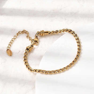 304 Stainless Steel Twisted Curb Chains Bracelets for Women BJEW-A158-02G-G-1