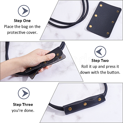 4Pcs Detachable PU Imitation Leather Bag Handle Wrap PURS-BBC0001-08A-1
