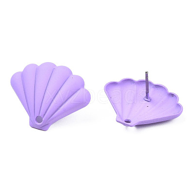 Spray Painted Iron Stud Earring Findings IFIN-N008-018B-1