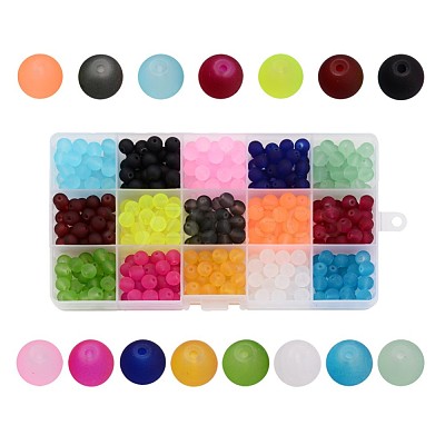 1Box 15 Color Transparent Glass Beads GLAA-X0011-02-4mm-1