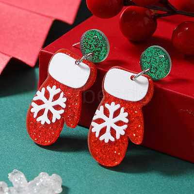 Festive Christmas Acrylic Stud Earrings for Holiday Season Celebration KD3160-8-1