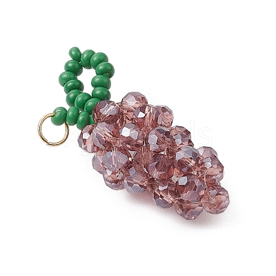 Handmade Glass Beaded Grape Pendants PALLOY-MZ00489-1