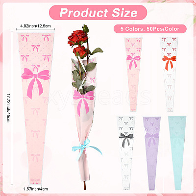 Bowknot Print Transparent PE Cone Flower Sleeves ABAG-FZC0002-001E-1