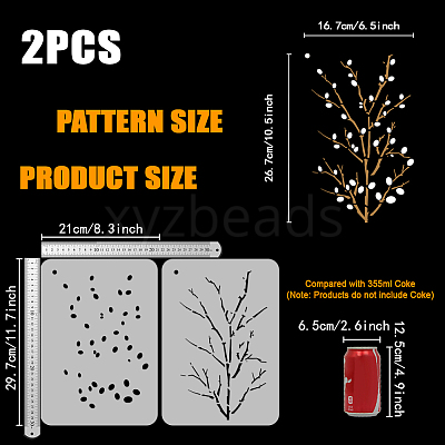 2Pcs 2 Styles PET Hollow Out Drawing Painting Stencils DIY-WH0394-0322-1