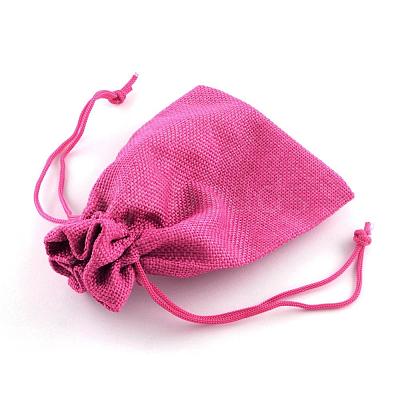 Polyester Imitation Burlap Packing Pouches Drawstring Bags ABAG-R005-18x13-M-1