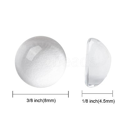 Transparent Half Round Glass Cabochons GGLA-R027-8mm-1