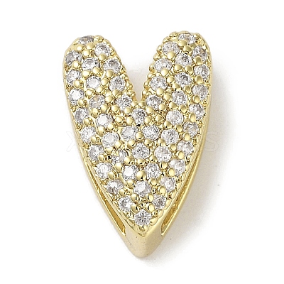 Rack Plating  Brass Micro Pave Clear Cubic Zirconia Slide Charms KK-R163-10G-1