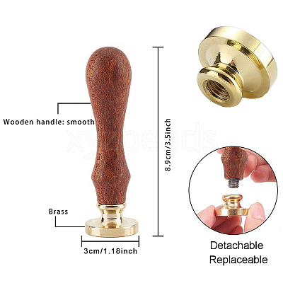 Brass Wax Seal Stamp with Handle AJEW-WH0184-0882-1