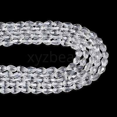 5 Strands Transparent Teardrop Glass Beads Strands GLAA-TA0004-21A-1