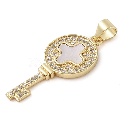 Brass Micro Pave Clear Cubic Zirconia Pendants KK-I712-58G-03-1
