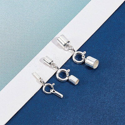 4 Sets 4 Size 925 Sterling Silver Spring Ring Clasps STER-BBC0001-44-1