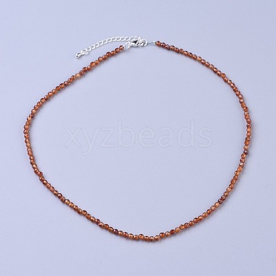 Natural Garnet Beaded Necklaces NJEW-K114-B-A03-1