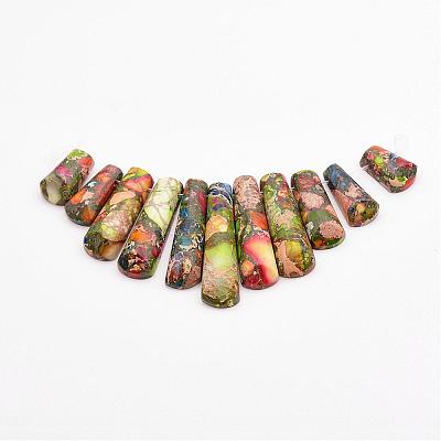 Assembled Gold Line and Imperial Jasper Beads Strands G-P298-K04-1