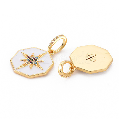 Brass Micro Pave Colorful Cubic Zirconia Pendants KK-S354-329-NF-1