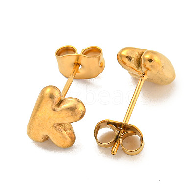 Chunk Letter 304 Stainless Steel Stud Earrings for Women EJEW-G386-01K-G-1