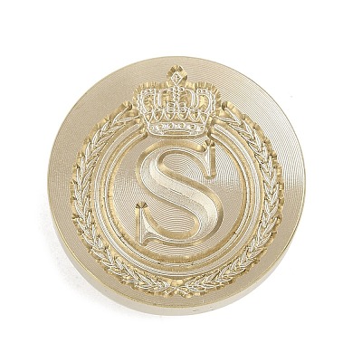 Golden Tone Crown Initial Wax Seal Brass Stamp Heads AJEW-A065-01S-1