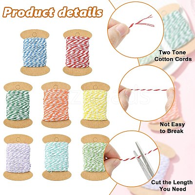 8 Rolls 8 Colors 10M Two Tone Cotton Cords OCOR-CJ0004-14-1