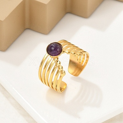 Natural Amethyst Finger Rings RJEW-K290-06G-1