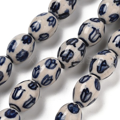 Handmade Blue and White Porcelain Beads PORC-I027-16B-1