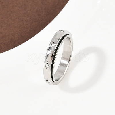 304 Stainless Steel Rhinestone Rotating Finger Rings RJEW-A074-01C-P-1