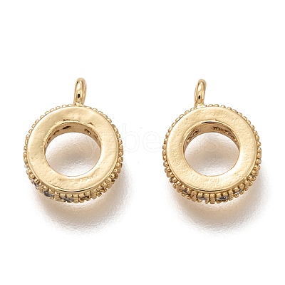 Brass Micro Pave Clear Cubic Zirconia Charms ZIRC-B002-43G-1