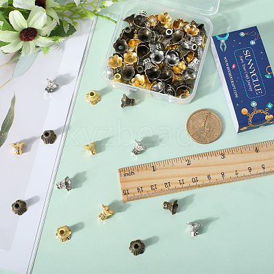90Pcs 3 Color Alloy Bead Caps FIND-SC0005-94-1