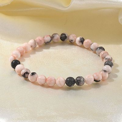Natural Zebra Jasper Bead Stretch Bracelets X-BJEW-K212-A-035-1