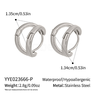 Stainless Steel Two-layer C-Shaped Hoop Earrings FC1759-2-1