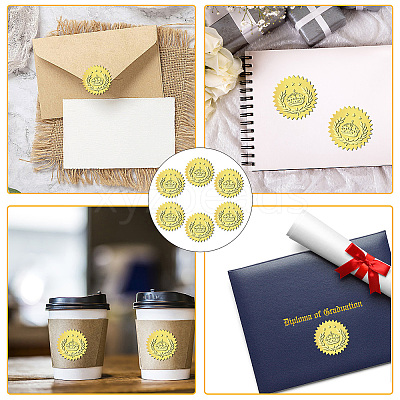 12 Sheets Self Adhesive Gold Foil Embossed Stickers DIY-WH0451-020-1