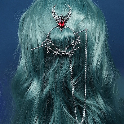 Alloy Rhinestone Witch Hair Forks PW-WG57932-01-1