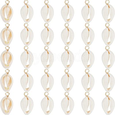 60Pcs Natural Cowrie Shell Pendants FIND-FH0004-87-1