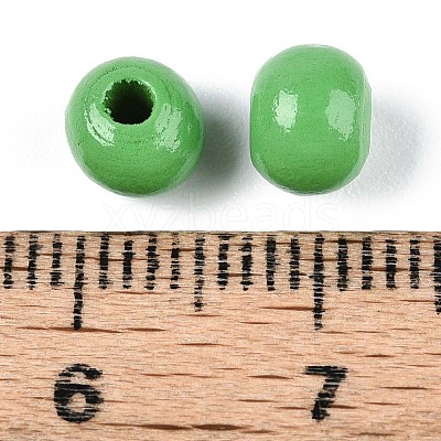 Spray Painted Round Natural Schima Wood Beads WOOD-A018-6mm-08-1