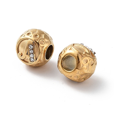 Ion Plating(IP) 304 Stainless Steel Rhinestone European Beads STAS-A092-10A-G-1
