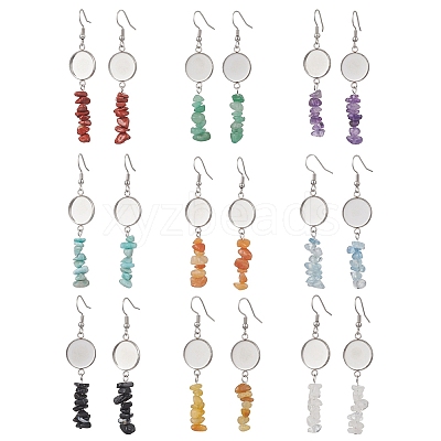 304 Stainless Steel Gemstone Chip Beads Earring Hooks EJEW-JE06898-1