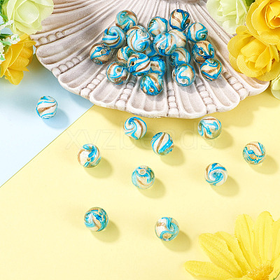30Pcs Handmade Gold Sand Lampwork Beads LAMP-TA0002-37C-1